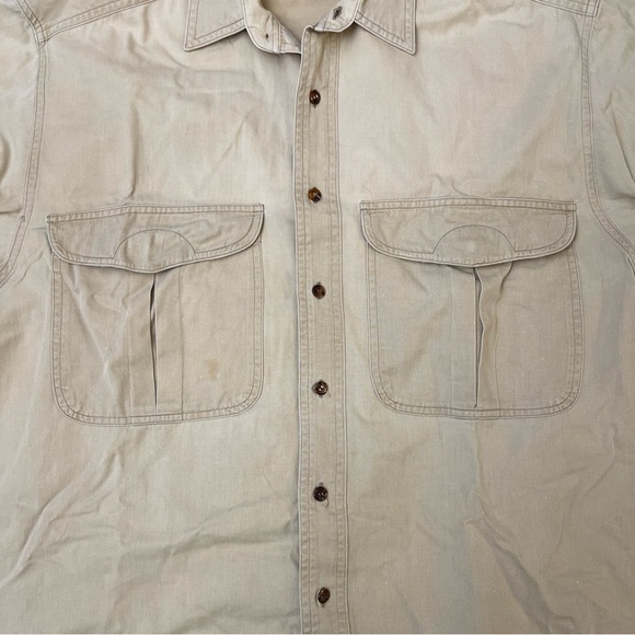 Vintage 1970s Utility Shirt Jacket - Fishing Hunting Outdoors - Pale Yellow Med - Picture 11 of 11